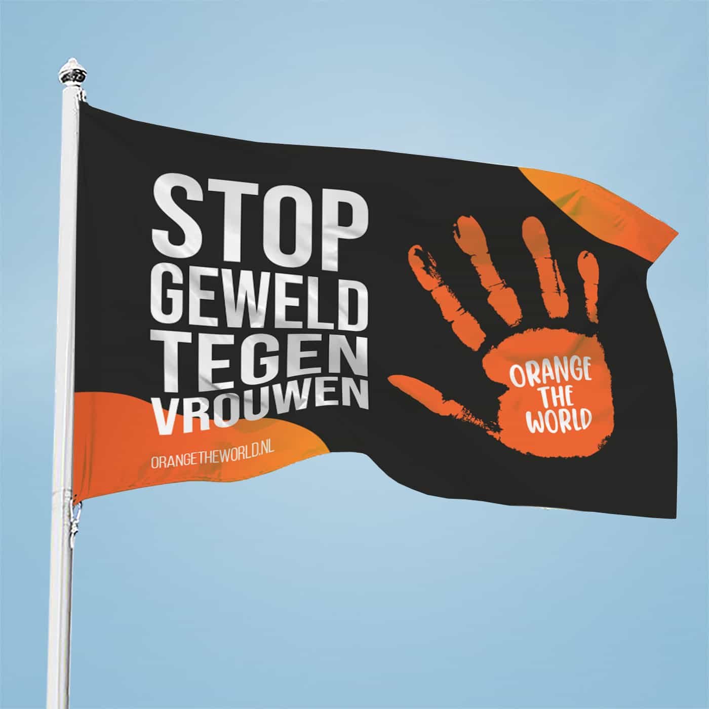 Vlag met logo: Orange the World - Stop geweld tegen vrouwen
